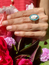 Load image into Gallery viewer, Vintage Italian Cameo Ring with Persian Turquoise
