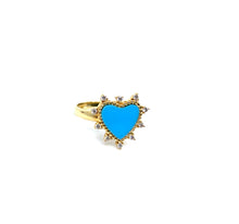 Load image into Gallery viewer, Spiked Turquoise Heart Ring