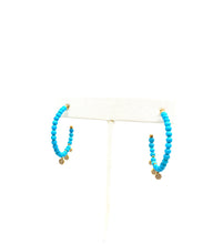 Load image into Gallery viewer, Turquoise Beaded Hoops with Diamond Dangles