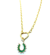 Load image into Gallery viewer, Emerald Horseshoe Charm