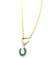Load image into Gallery viewer, Emerald Horseshoe Charm