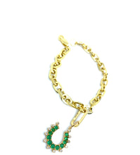 Load image into Gallery viewer, Emerald Horseshoe Charm