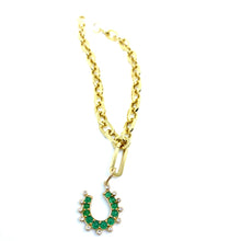 Load image into Gallery viewer, Emerald Horseshoe Charm