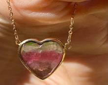 Load image into Gallery viewer, Watermelon Tourmaline Faceted Heart Necklace