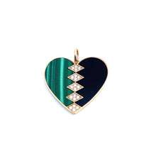 Load image into Gallery viewer, Malachite and Onyx Heart Pendant