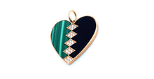 Load image into Gallery viewer, Malachite and Onyx Heart Pendant