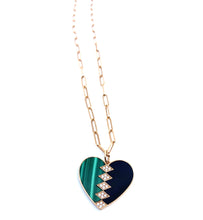Load image into Gallery viewer, Malachite and Onyx Heart Pendant
