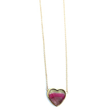 Load image into Gallery viewer, Watermelon Tourmaline Faceted Heart Necklace
