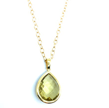 Load image into Gallery viewer, Faceted Lemon Quartz Teardrop Pendant