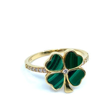 Load image into Gallery viewer, Malachite Clover Ring