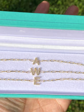 Load image into Gallery viewer, Paperclip, Diamond Initial Bracelet