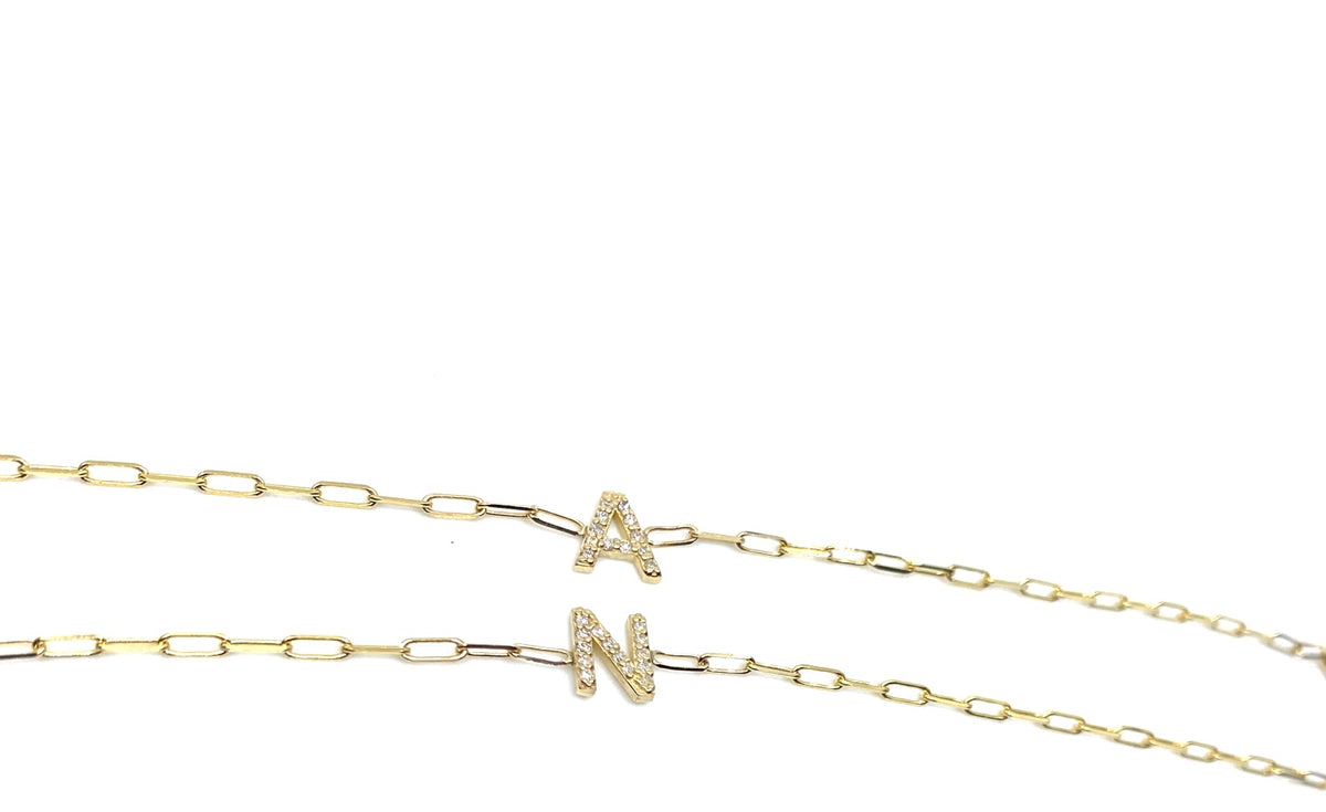 Paperclip, Diamond Initial Bracelet – trilogiela