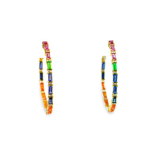 Load image into Gallery viewer, Rainbow Sapphire Hoops