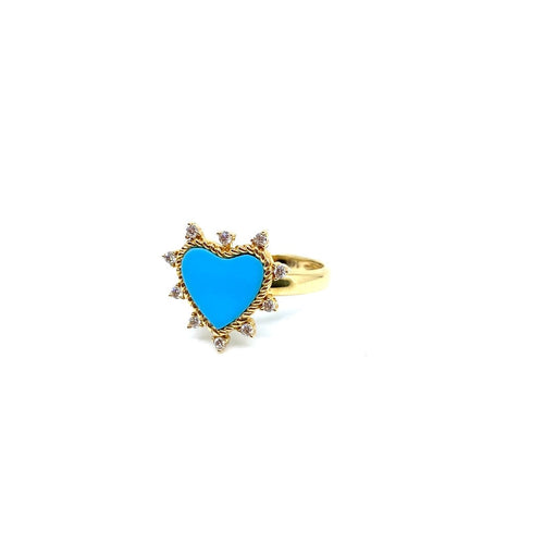 Spiked Turquoise Heart Ring