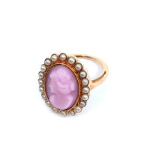 Load image into Gallery viewer, Vintage Italian Cameo Ring with Antique Pearls