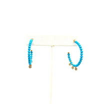 Load image into Gallery viewer, Turquoise Beaded Hoops with Diamond Dangles
