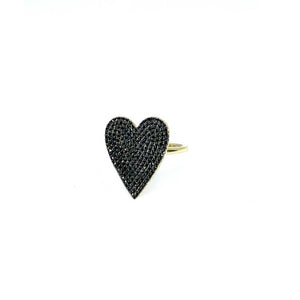 Black Diamond Jumbo Pavé Heart Ring