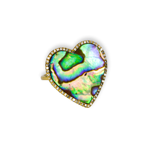 Abalone Large Heart Ring