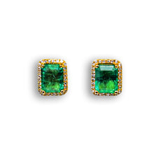 Load image into Gallery viewer, Emerald and Diamond Studs