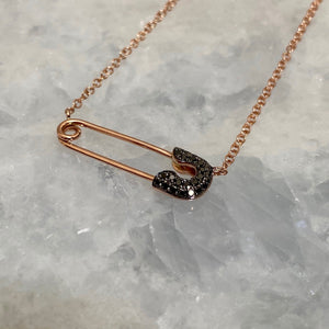 Black Diamond Safety Pin Necklace