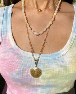 Faceted Ethiopian Opal Graduated Nugget Necklace