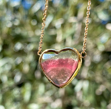 Load image into Gallery viewer, Watermelon Tourmaline Faceted Heart Necklace