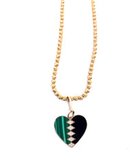 Load image into Gallery viewer, Malachite and Onyx Heart Pendant