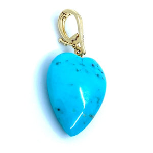 Rounded Turquoise Heart Charm with High Polish