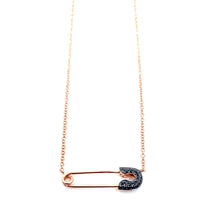 Load image into Gallery viewer, Black Diamond Safety Pin Necklace
