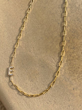 Load image into Gallery viewer, Diamond Initial Necklace with Paperclip Chain