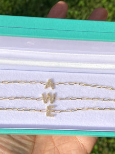 Paperclip, Diamond Initial Bracelet