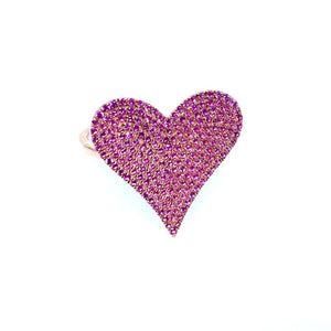 Large Pink Sapphire Cluster Heart Ring