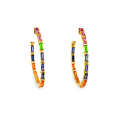 Load image into Gallery viewer, Rainbow Sapphire Hoops