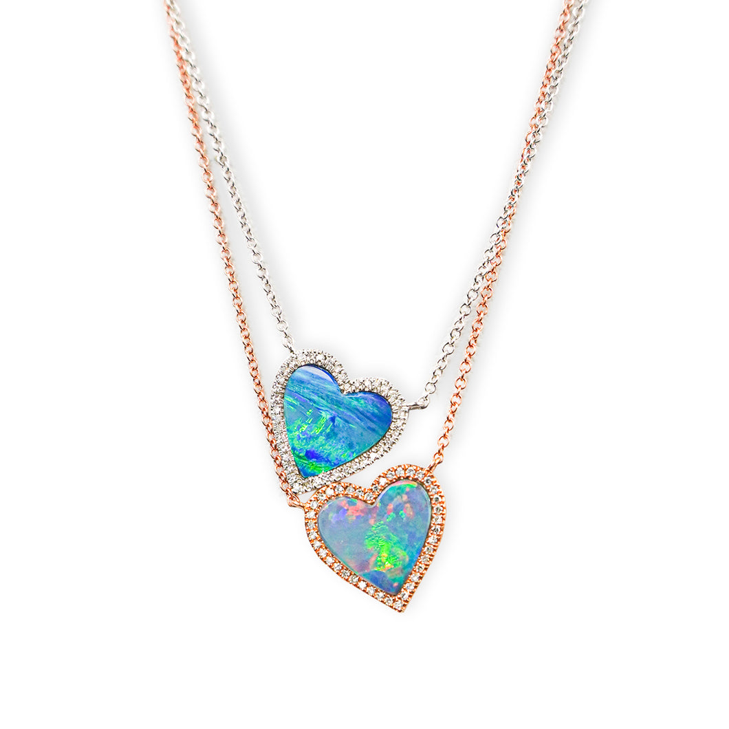 Small Opal Heart Necklace