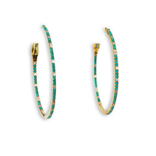 Load image into Gallery viewer, Turquoise &amp; Diamond Hoops