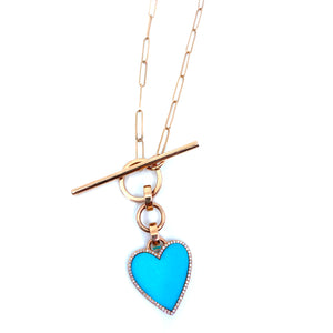 Turquoise Large Heart Charm