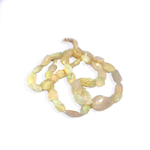 Faceted Ethiopian Opal Graduated Nugget Necklace